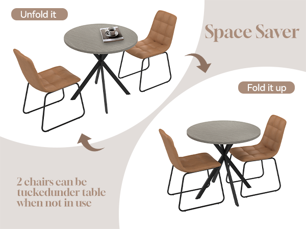 Round Dining Table Chairs Set for 2