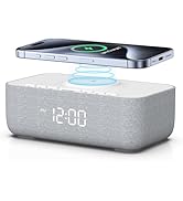 REACHER Alarm Clock Sound Machine with Raised Wireless Charger Station for iPhone, Phone, 0-100 D...