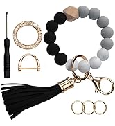 Silicone Beads Key Ring Keychain Bracelet Wristlet for Women, Cute Bead Car Keys Holder Chain Ban...