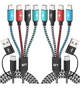 4 in 2 Multi Charging Cable, USB A/C Universal iPhone Charger Cord,2Pk 6FT | Multi Charger Cable ...