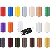 Simthread All Purpose Thread Polyester 20 Colors, 400 Yards Each with 16 Needles for Hand Sewing,...