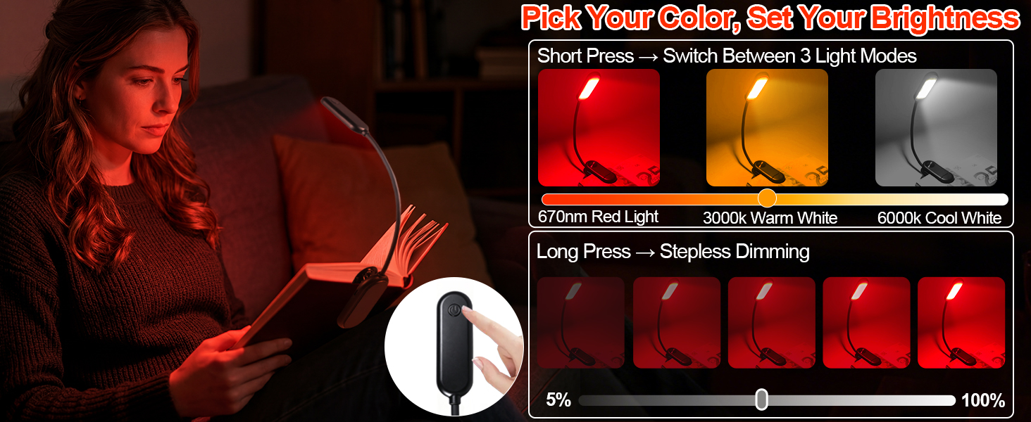 dimmable red light reading light
