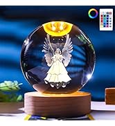 3D Crystal Ball Lamp, Angels K9 Crystal Ball Night Light with Remote,16 Color Changing Crystal La...