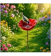 Handcrafted Metal Flower Garden Stake, 24" Bird Bath, Bee Waterer & Butterfly Drinking Station Ga...
