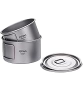 ATiAP Titanium Bowl Pot with Foldable Handle, Single-Wall Titanium Cooking Tableware Bowl with Fo...