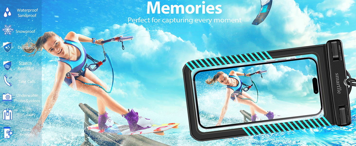 waterproof phone protector pouch iphone water case holder necklace under water park pool Vacation