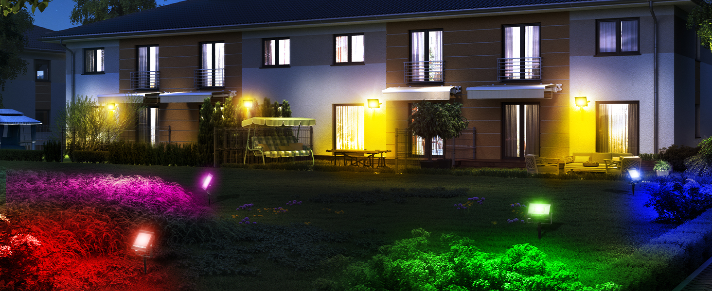 T-SUN 30W RGBCW LED Flood Lights Bluetooh and Remote-outdoor decoration
