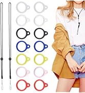 DICOSMETIC Non-Lost Lanyard Set Including 14Pcs 7 Colors Silicone Rubber Ring Holder and 2Pcs Adj...