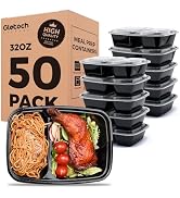 50 Pack (100-Piece) 32 oz Sturdy Leakproof 2-Compartment Meal Prep Containers with Lids, Plastic ...