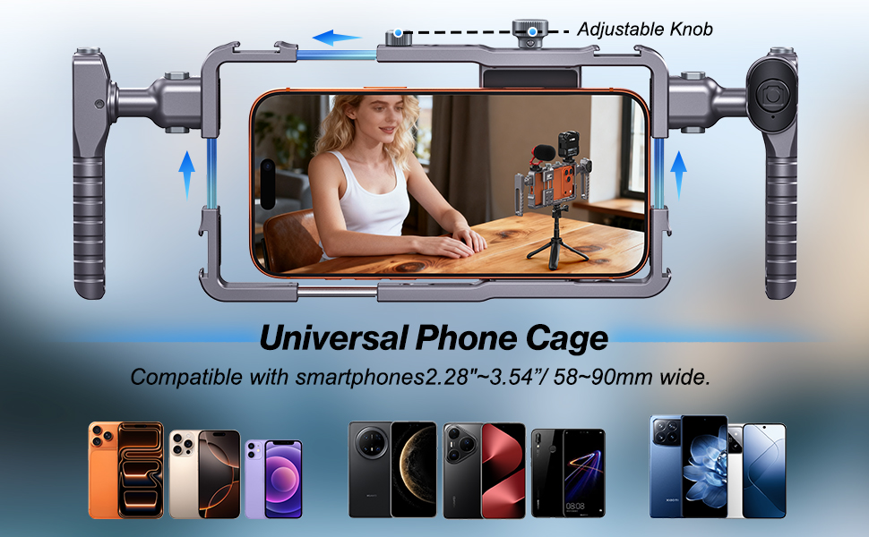 Showing adjustable phone mount with multiple viewing angles and specifications.