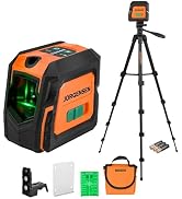 JORGENSEN Laser Level with Tripod & 2 Plumb Dots, 100 FT Self Leveling Point Cross Line Laser Lev...