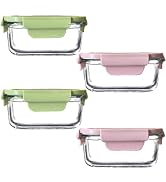 R.repad yay Square 2cup Glass Food Storage Containers with Airtight Lids, 16oz Glass Meal Prep Co...