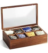 Danfoxer Acacia Wooden Tea Bag Organizer Teabox Storage Box