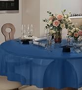 Auros Plastic Table Cloth 10 Pack, 84'' Round Disposable Table Cloths for Party, Picnic and Weddi...