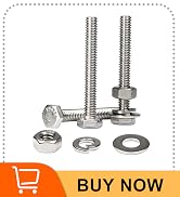 MroMax 10 Sets 1/4-20 x 2-1/2" Hex Head Screw Bolt, Nuts, Flat Washer & Spring Lock Washers Kits,...