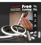 Shine Decor Under Cabinet Lighting Strip, Free Cuttable LED Silicone Neon Rope Hardwired 24V Anti...