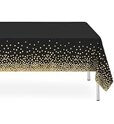 LIKAJON 2 Pack Black and Gold Dot Tablecloth, Plastic Table Cloths for Parties Disposable, 54x108...