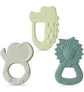 2ooya 3Pcs Silicone Teething Toys for Babies Elephant Lion BPA Free Soft Teether Infant Sore Gums...