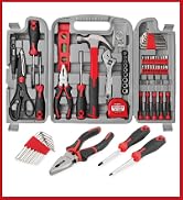Hi-Spec 54pc Red Home DIY Tool Kit for The Household, Office & Garage. Complete Basic House Tool ...