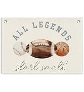 KDHTY Sports Bedroom Decor for boys Room Wall Art Canvas Banner,Legends Start Small Sports Nurser...