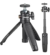 Extendable Mini Camera Tripod, Selfie Stick Tripod Stand Handle Grip with 360° Rotating Ball Head...