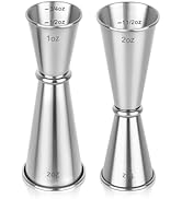 2 Pack Jigger for Bartending, 2 OZ 1 OZ Double Shot Cocktail Measure Jiggers, Stainless Steel Mea...