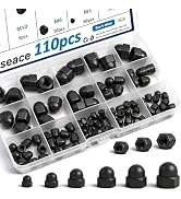 smseace 110Pcs 6-Sizes Hex Acorn Cap Nuts Assortment Kit - M3/ M4/ M5/M6/M8/M10 Bolt Cover Caps f...