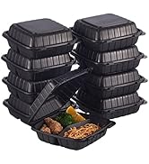 Jaluxing 8X8 Plastic Clamshell Takeout Food Trays Heavy Duty Togo Disposabl...