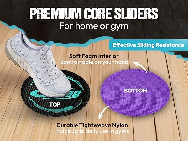 Premium Core Sliders for Exercise on hardwood floors