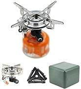DZRZVD Windproof Portable Backpacking Stove Burner with Piezo Ignition,Stove Adapter,Plastic Stor...