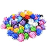 Andiker Cat Crinkle Balls, 2.36 Inches Colorful Cat Balls Chew and Chase Cat Mylar Crinkle Balls ...