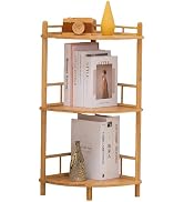 3-Tier Expandable Bamboo Corner Shelf Stand,Corner Bookshelf, Display Storage Shelves with Open S...