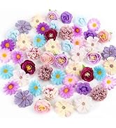 ATTGREAT Fake Flower Heads Small Silk Flower Bulk Mini Artificial Daisy Roses Buds 3D Faux Floral...