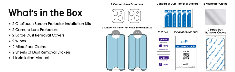 amFilm for iphone 14 screen protector with camera lens protector