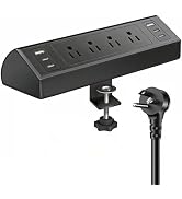 Desk Clamp Power Strip with 40W Total Fast Charging Station, 4 PD 20W USB C Ports, 4 AC Outlets, ...