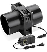 AmRunJe 120mm x 38mm 12v Exhaust Fan with Speed Control Dual Ball Bearing AC Plug 4 Inches Small ...