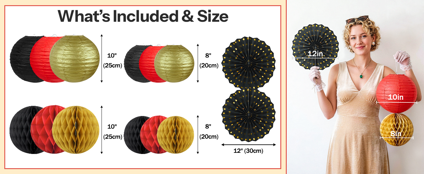Red Black and Gold Party Decorations