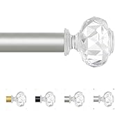 TVWOO Silver Curtain Rods 28 to 48 Inch,1 Inch Curtain Rod Set,Heavy Duty Single Window Curtain R...