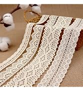 ZNZAKKA Beige Lace Ribbon 8 Yards Cotton Lace Trim Crochet Sewing Lace for Crafts Gift Wrapping W...