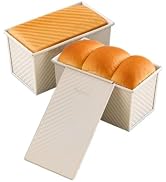 1Lb White Pullman Loaf Pan with Lid, Gluten Free Bread Pan, Sandwich Bread Loaf Pan, Pull Bread P...