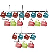 Jucoan 3 Pack Wall Mounted Mug Rack, Vintage Metal Coffee Rack with 21 Hooks for Mugs, Tea Cups, ...
