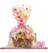SUREHOME Cellophane Bags for Gift Baskets 24 x 30 Inch Large Clear Gift Bags for Easter Baskets W...