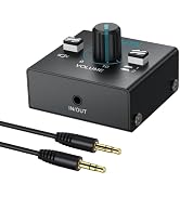 YGiTK 3.5mm Audio Switcher with Volume Control, 1 in 2 Out & 2 in 1 Out Bi-Directional Switcher, ...