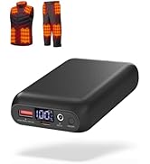 16000mAh Heated Vest Battery Pack, 7.4V/5V Power Bank with DC/USB/Type-C Output and LED Display, ...