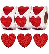 Vuzvuv 1500 Labels Glitter Red Heart Stickers, 1 inch Sparkling Cute Adhesive Heart Stickers for ...