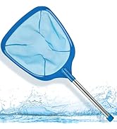 FEED GARDEN Hot Tub Pool Skimmer Spa Net with 12'' Aluminum Pole 11" x25" Blue Mesh, 6-Inch Deep ...