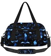 Gym Travel Duffle Bag for Boys - Blue Axolotl Kids Overnighter Weekend Bag with Front Zipper Pock...