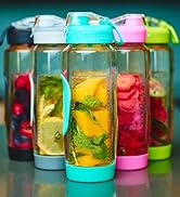Infusion Pro 32 oz Fruit Infuser Water Bottle with Insulated Sleeve & 50 Recipe Fruit Infusion Wa...