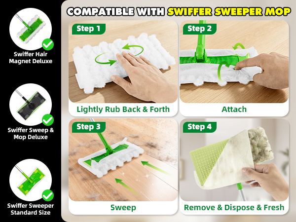 Disposable Dry Pad Refills Floor Duster, Unscented