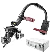 YYING Dental Loupes with Light 3.5X420mm Magnifying Glass, Binoculars Angle Adjustable Head Loupe...